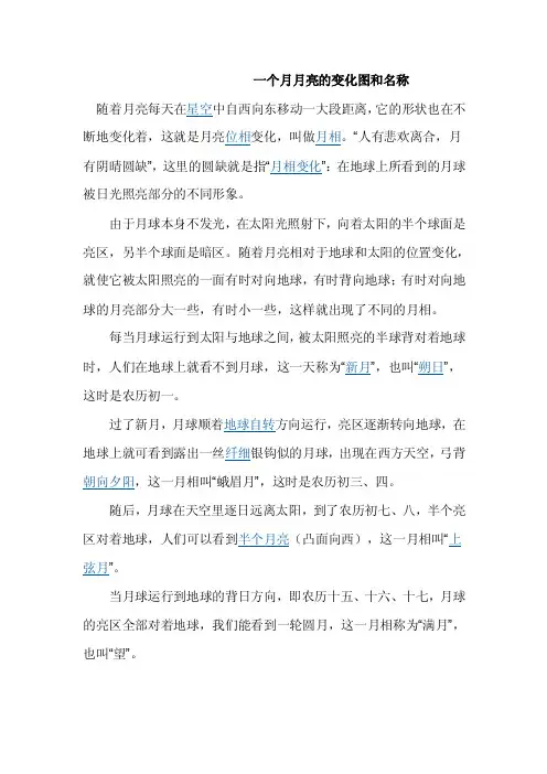 一个月月亮的变化图和名称