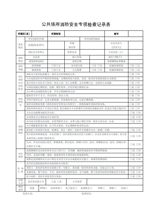 公共场所消防安全专项检查记录表