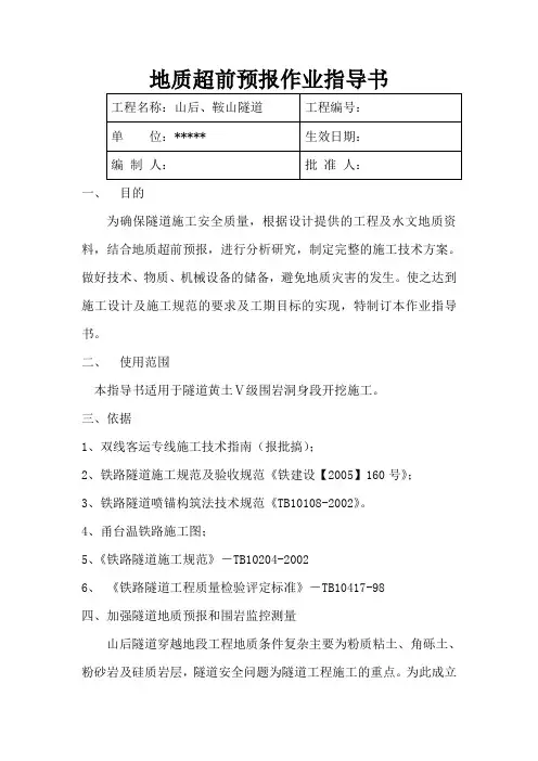 地质超前预报作业指导书