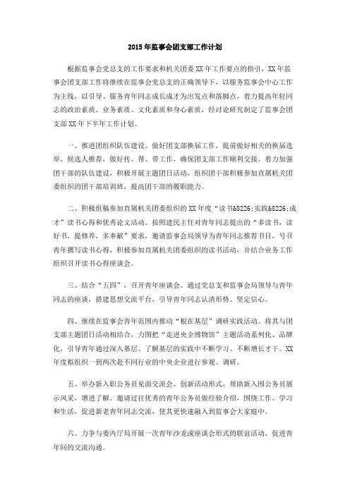 2015年监事会团支部工作计划