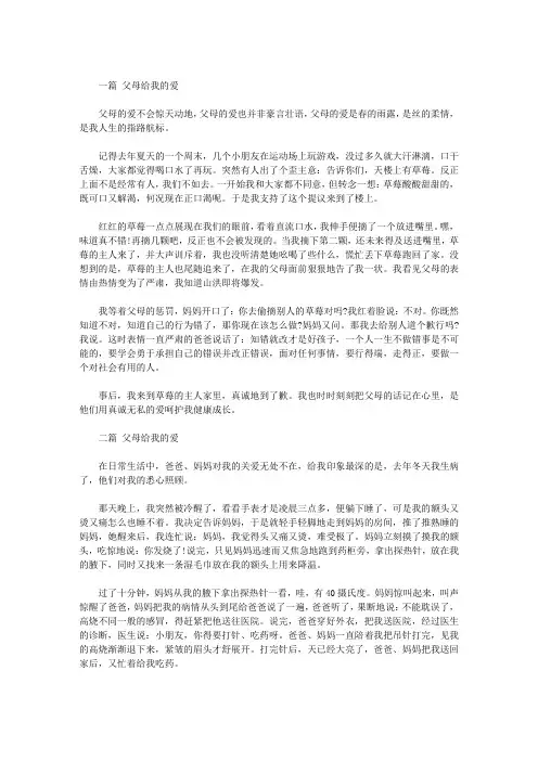【优秀作文】父母给我的爱(三篇)
