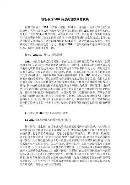 浅析我国SBR污水处理技术的发展