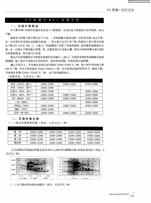 9月份聚合MDI市场分析