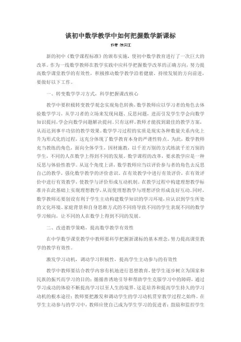 谈初中数学教学中如何把握数学新课标