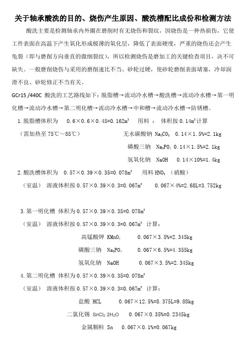 关于轴承酸洗的目的、烧伤产生原因和检测方法
