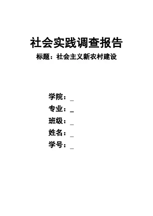 社会实践调查报告：社会主义新农村建设