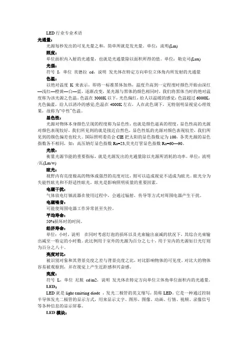 LED行业专业术语