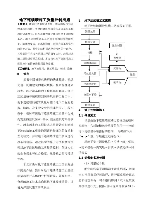 地下连续墙施工质量控制措施