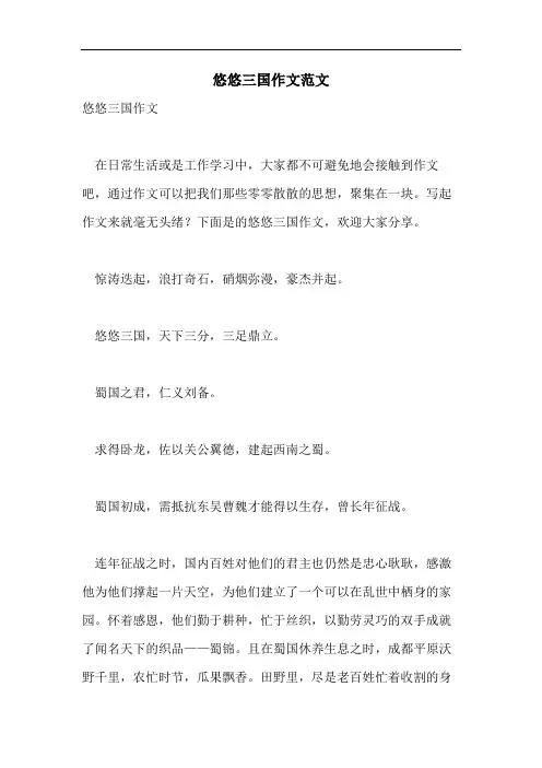 悠悠三国作文范文