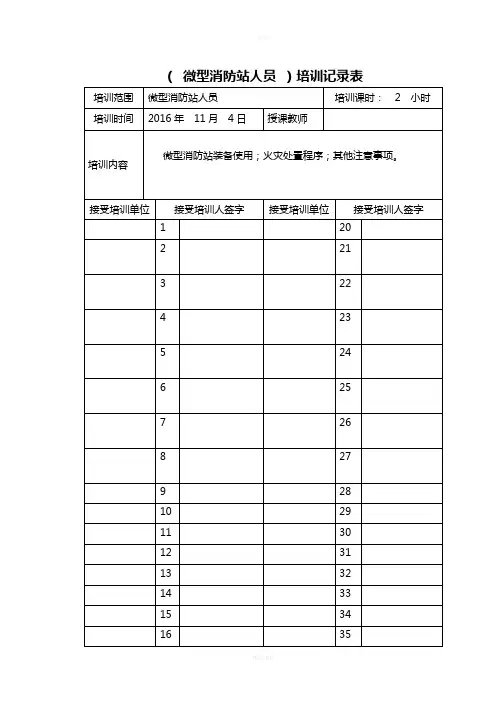 (微型消防站)培训记录表