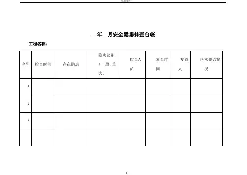 市政工程安全隐患排查台帐