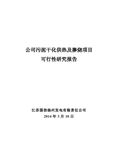 公司污泥干化项目供热及掺烧可行性研究报告(20140312)