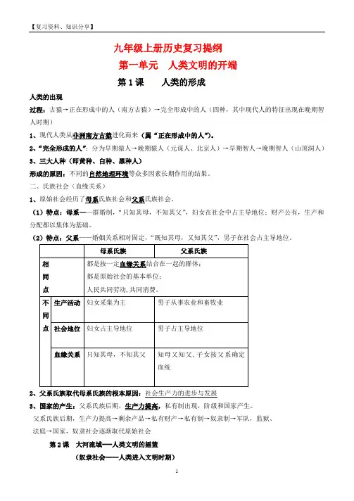 人教版九年级上册历史知识点归纳总结(全册)-(精编)【最新整理】