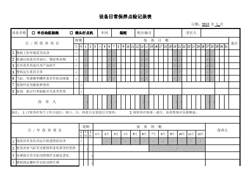半自动组装线日常保养点检记录表
