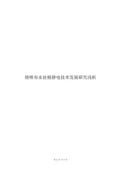 熔喷布水驻极静电技术发展研究浅析