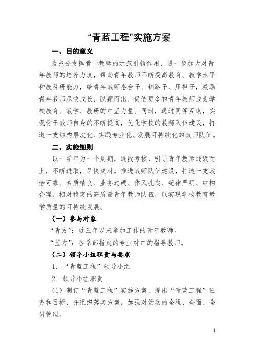 “青蓝工程”实施方案