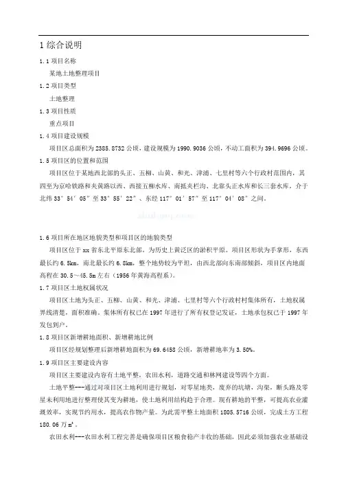 辽宁省某地土地整理项目可行性研究报告_secret