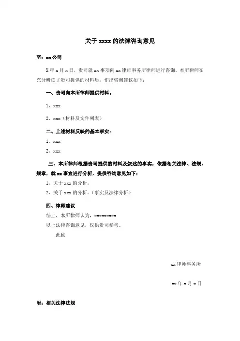 法律意见书模板 2