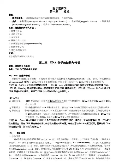 医学遗传学分章重点总结