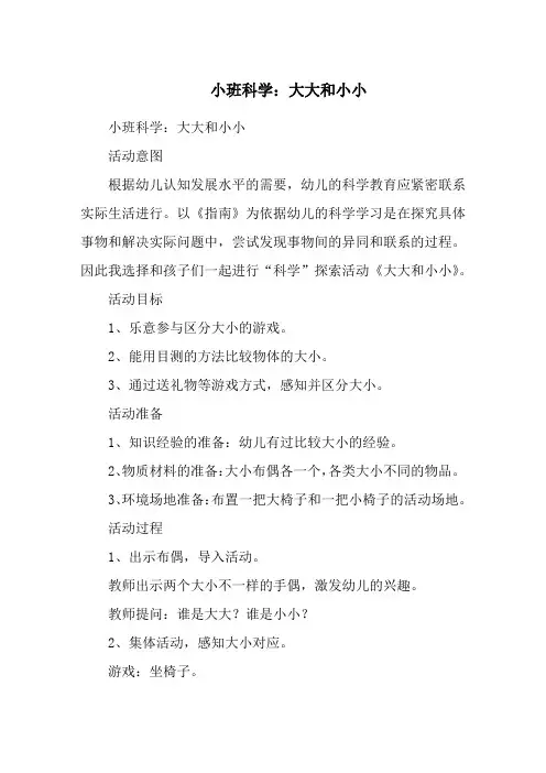 小班科学：大大和小小