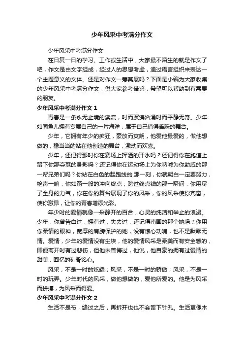 少年风采中考满分作文