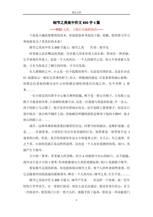 细节之美高中作文600字4篇