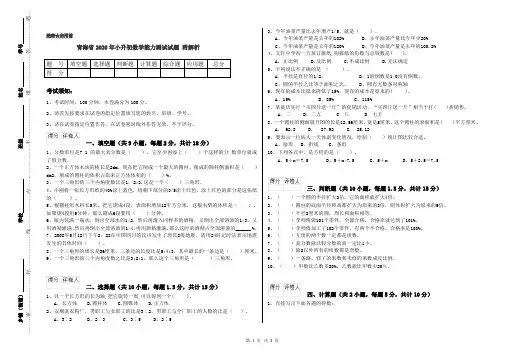 青海省2020年小升初数学能力测试试题 附解析
