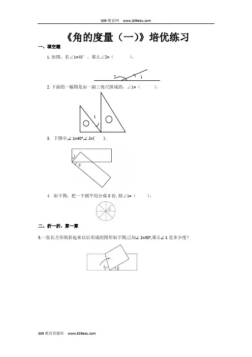 【309教育网优选】北师大版小学数学四年级上册《角的度量(一)》培优练习
