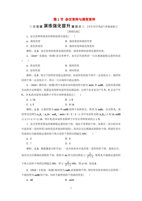 高中生物 第6章 从杂交育种到基因工程 第1节 杂交育种与诱变育种演练强化提升 新人教版必修2