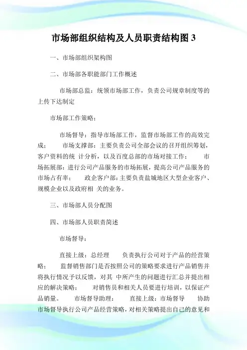 市场部组织结构及人员职责结构图3.doc