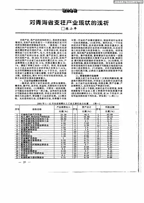 对青海省支柱产业现状的浅析