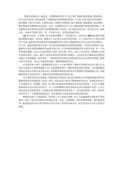 燃烧学结课总结