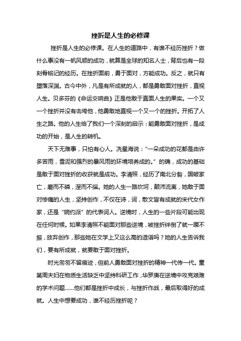 高一作文：挫折是人生的必修课作文800字