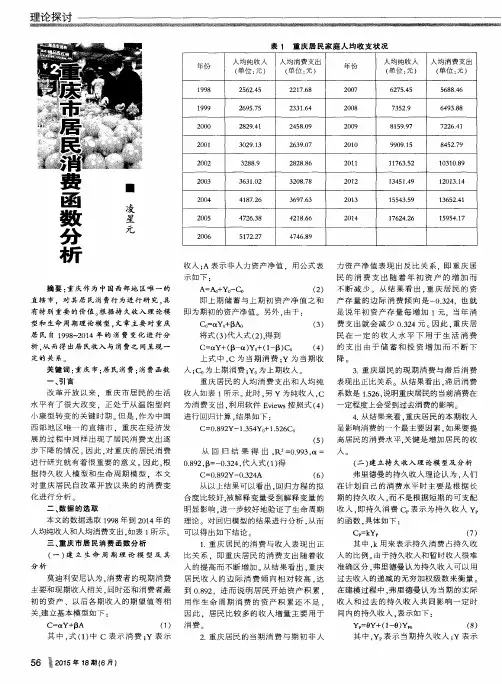 重庆市居民消费函数分析