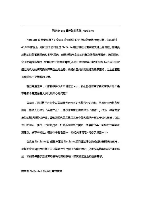 NetSuite_咨询业erp管理如何实施