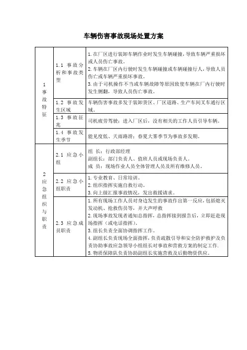 车辆伤害事故现场处置方案