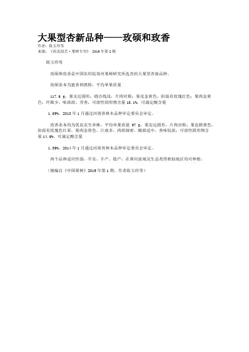 大果型杏新品种——玫硕和玫香
