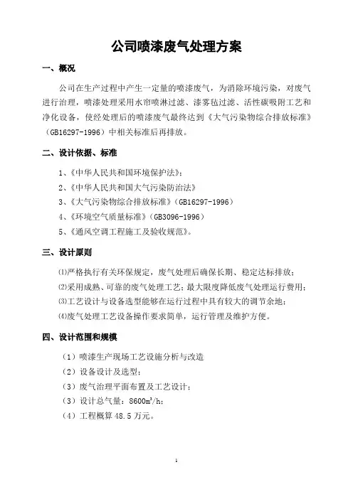 喷漆废气处理工程方案