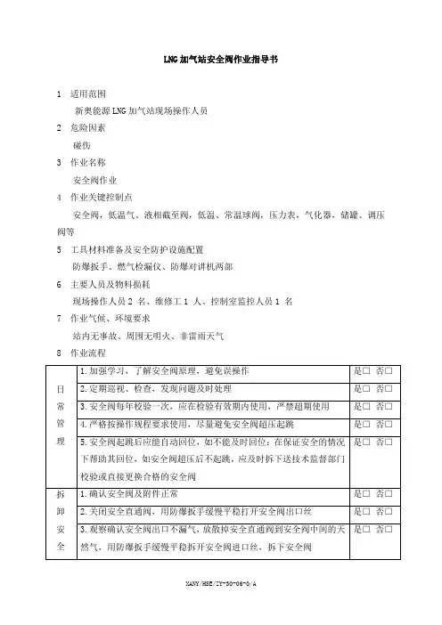 LNG加气站安全阀作业指导书