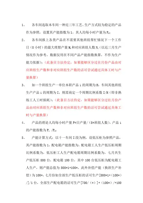 产能计算方法