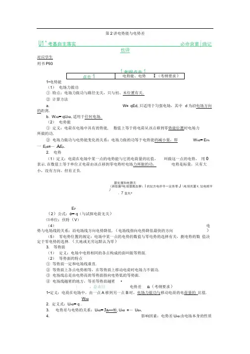 2013高考物理总复习(选修3-1)：6-2电势能与电势差.