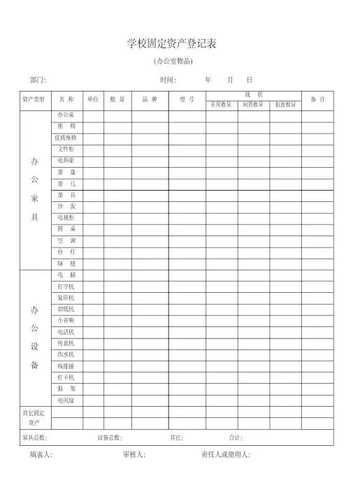 学校固定资产登记表