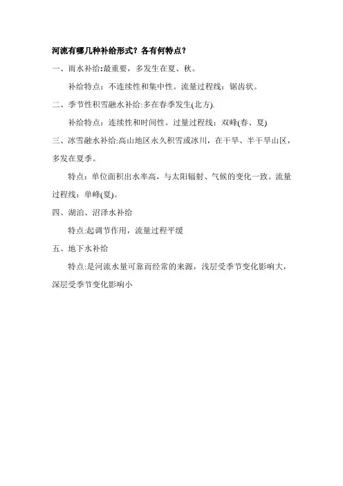 河流的补给形式及其特点