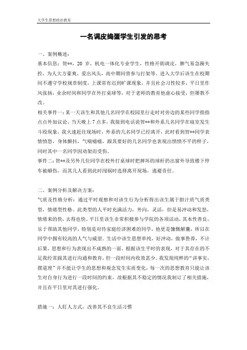 问题学生工作案例