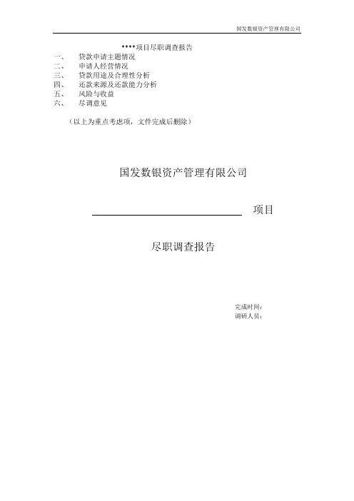 尽调报告 2