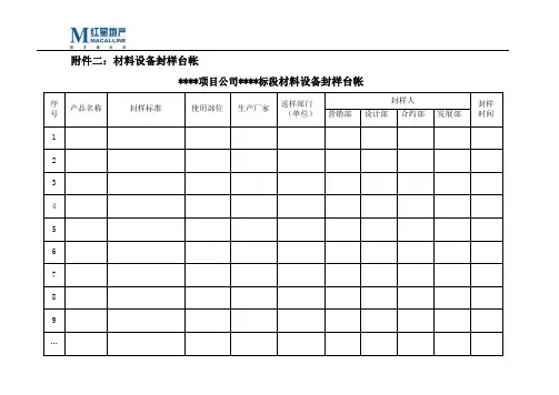 材料设备封样台账