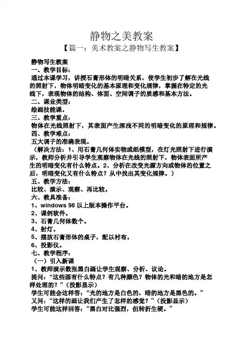 静物之美教案