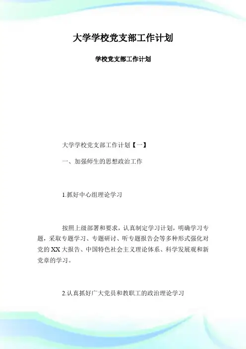 大学学校党支部工作策划学校党支部工作策划.doc