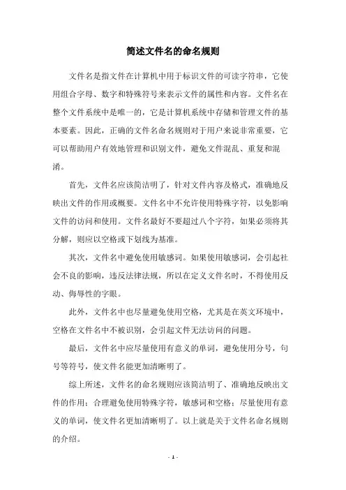 简述文件名的命名规则