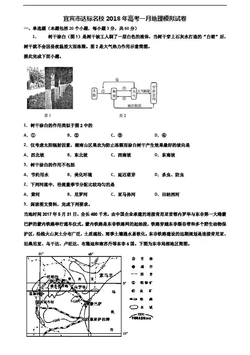 宜宾市达标名校2018年高考一月地理模拟试卷含解析